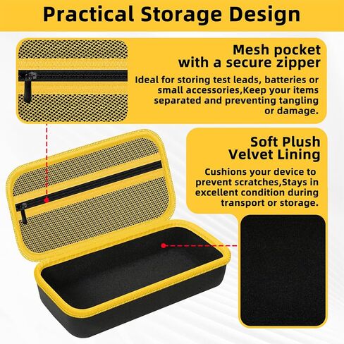 Case for Fluke 62 Max/ 62 Max+/ 64 Max/ 59 Max+ Infrared Thermometer, Hard EVA Protective Carrying Bag with Mesh Pocket, BLACKYELLOW (CASE ONLY) in Kuwait