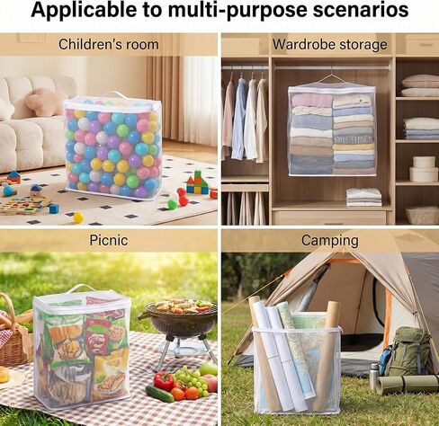 2 PCS Ball Pit Balls Bags, Reusable Mesh Bag for Ball Pit Balls, Sturdy Mesh Storage Bag for Ocean Pool Toys with Zipper & Handle, 17.3×6.3×17.3 Inches (Only Storage Bags, No Ball) in Kuwait