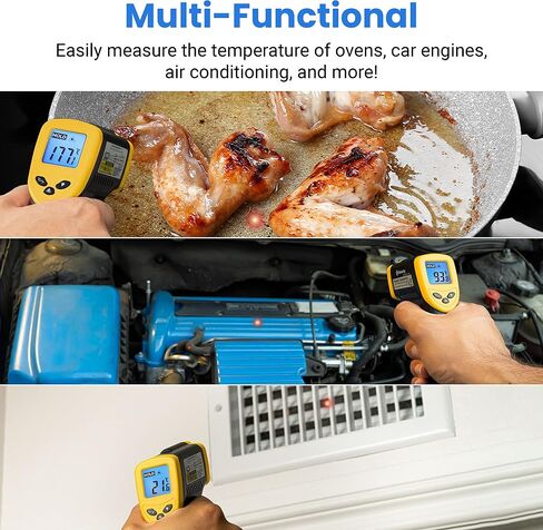 Etekcity Infrared Thermometer 1080, Yellow & Infrared Thermometer 1080, Digital Temperature Gun for Cooking, Non Contact Electric Laser IR Temp Gauge, Yellow in Kuwait