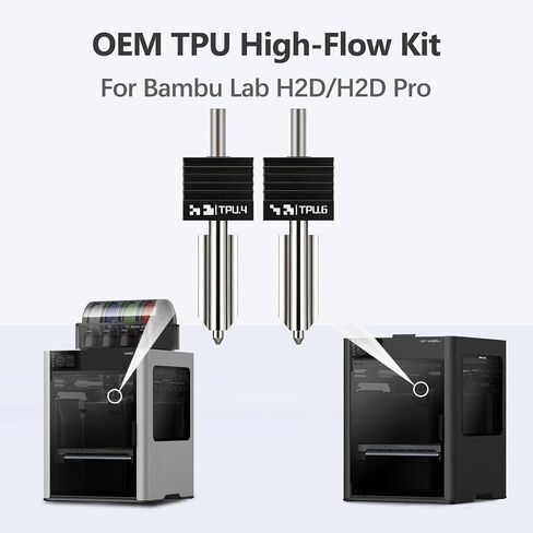 Original Bamboo H2D TPU High Flow Kit, Saves 30% Print Time,H2D Nozzle 0.4/0.6mm,Optimized Filament Feeding for Stable High-Speed TPU Printing, Includes TPU Hotend Cover for Bambu Lab H2D Printer in Kuwait