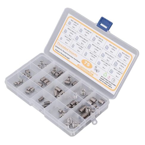 Thread Repair Insert,75Pcs Stainless Steel Threaded Inserts Nuts Assortment Kit, Set with Storage Case for Metal Wood Plastic, M4 - M10 Metric Sizes in Kuwait