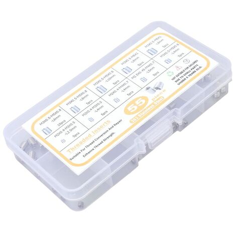 Thread Repair Insert,55Pcs Nut Threaded M2 .5 M3 Stainless Steel Fastener Assortment, Kit with Storage Box for Aviation Automobile Electronics and Machinery in Kuwait