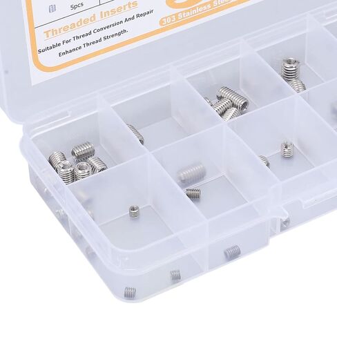 Thread Repair Insert,55Pcs Nut Threaded M2 .5 M3 Stainless Steel Fastener Assortment, Kit with Storage Box for Aviation Automobile Electronics and Machinery in Kuwait