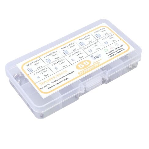 Thread Repair Insert,55Pcs Nut Threaded M2 .5 M3 Stainless Steel Fastener Assortment, Kit with Storage Box for Aviation Automobile Electronics and Machinery in Kuwait