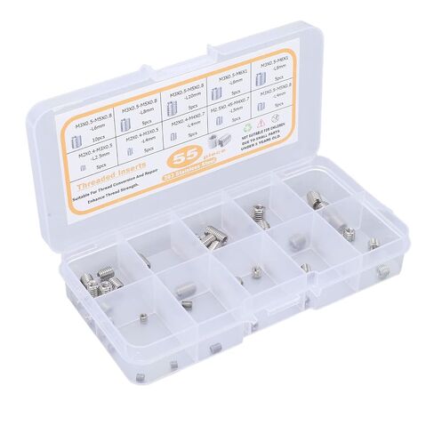 Thread Repair Insert,55Pcs Nut Threaded M2 .5 M3 Stainless Steel Fastener Assortment, Kit with Storage Box for Aviation Automobile Electronics and Machinery in Kuwait