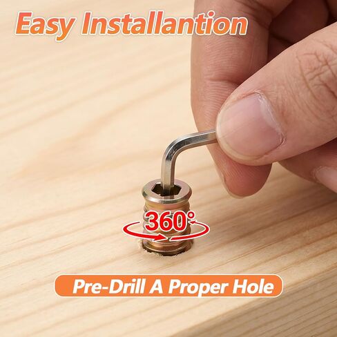 100 Pcs Screw Inserts 3/8-16 x 1 Inch, Carbon Steel Threaded Inserts for Wood Furniture, Hardware Nuts Assortment Kit with 2 Hex Wrenches, Zinc Plated Wood Nut Insert for Soft & Hard Projects in Kuwait