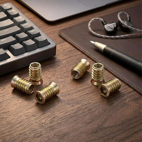 100 Pcs Screw Inserts 3/8-16 x 1 Inch, Carbon Steel Threaded Inserts for Wood Furniture, Hardware Nuts Assortment Kit with 2 Hex Wrenches, Zinc Plated Wood Nut Insert for Soft & Hard Projects in Kuwait