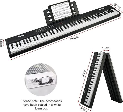Foldable Piano Keyboard 88 Keys, Full Size Portable Digital Piano, Electric Piano Keyboard with Sustain Pedal, Carry Bag and Headphones for Beginners Adults in Kuwait