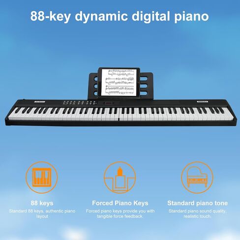 Foldable Piano Keyboard 88 Keys, Full Size Portable Digital Piano, Electric Piano Keyboard with Sustain Pedal, Carry Bag and Headphones for Beginners Adults in Kuwait