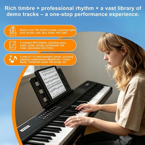 Foldable Piano Keyboard 88 Keys, Full Size Portable Digital Piano, Electric Piano Keyboard with Sustain Pedal, Carry Bag and Headphones for Beginners Adults in Kuwait
