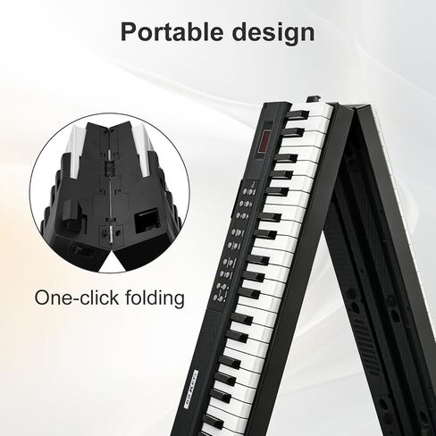 Foldable Piano Keyboard 88 Keys, Full Size Portable Digital Piano, Electric Piano Keyboard with Sustain Pedal, Carry Bag and Headphones for Beginners Adults in Kuwait