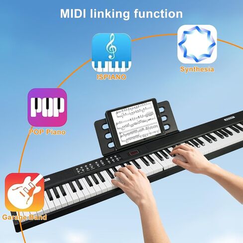 Foldable Piano Keyboard 88 Keys, Full Size Portable Digital Piano, Electric Piano Keyboard with Sustain Pedal, Carry Bag and Headphones for Beginners Adults in Kuwait