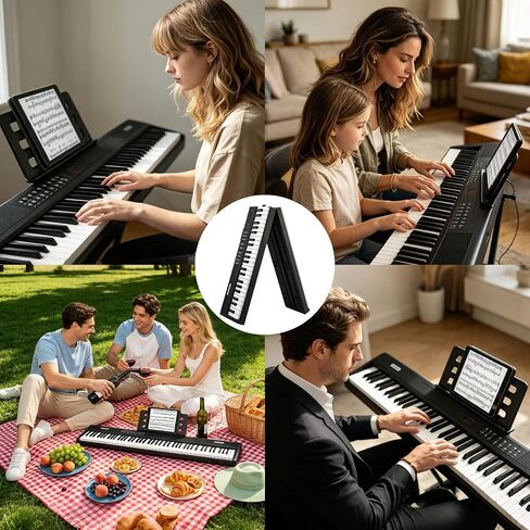 Foldable Piano Keyboard 88 Keys, Full Size Portable Digital Piano, Electric Piano Keyboard with Sustain Pedal, Carry Bag and Headphones for Beginners Adults in Kuwait