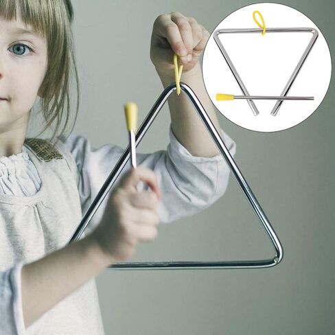 Generic Musical Steel Instrument Triangle 6" with Yellow Hanger for Children Ideal for Early Childhood Music Education in Kuwait