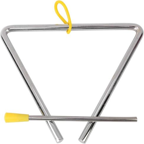 Generic Musical Steel Instrument Triangle 6" with Yellow Hanger for Children Ideal for Early Childhood Music Education in Kuwait