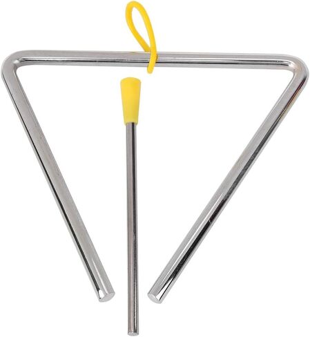 Generic Musical Steel Instrument Triangle 6" with Yellow Hanger for Children Ideal for Early Childhood Music Education in Kuwait
