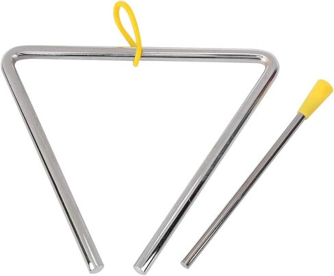 Generic Musical Steel Instrument Triangle 6" with Yellow Hanger for Children Ideal for Early Childhood Music Education in Kuwait