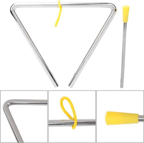 Generic Musical Steel Instrument Triangle 6" with Yellow Hanger for Children Ideal for Early Childhood Music Education in Kuwait