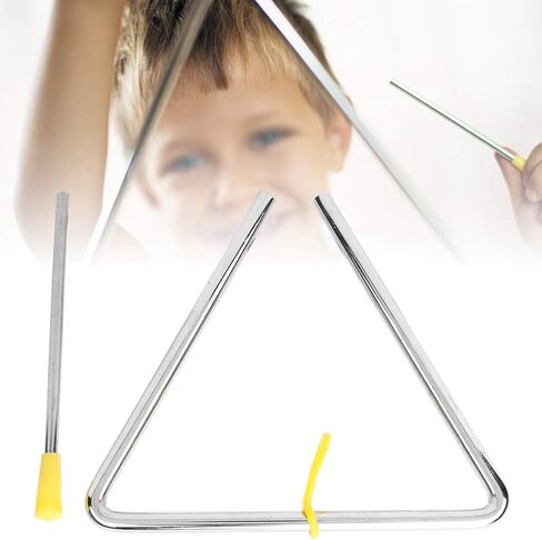 Generic Musical Steel Instrument Triangle 6" with Yellow Hanger for Children Ideal for Early Childhood Music Education in Kuwait
