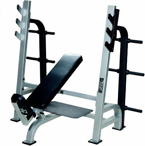 STS Olympic Incline Bench Press with Gun Rack Bar Holders, Multicolor Commercial Strength Training Bench, 30 Degree Fixed Back Pad, Adjustable Seat, Heavy Duty Steel Frame in Kuwait