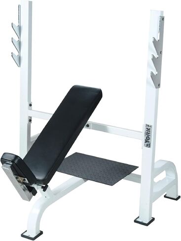 STS Olympic Incline Bench Press with Gun Rack Bar Holders, Multicolor Commercial Strength Training Bench, 30 Degree Fixed Back Pad, Adjustable Seat, Heavy Duty Steel Frame in Kuwait