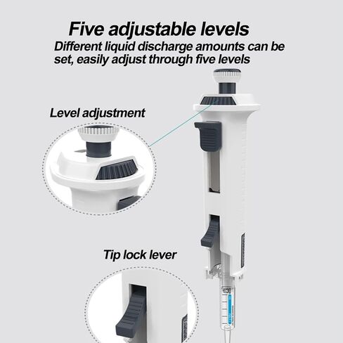 Electronic Pipette, Single Portable Laboratory Pipette Device with LCD Display, 5 Adjustable Volume 1-5mL, 48 Continuous Dispensing Times, for Chemistry Biology Research in Kuwait