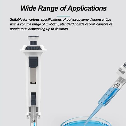 Electronic Pipette, Single Portable Laboratory Pipette Device with LCD Display, 5 Adjustable Volume 1-5mL, 48 Continuous Dispensing Times, for Chemistry Biology Research in Kuwait
