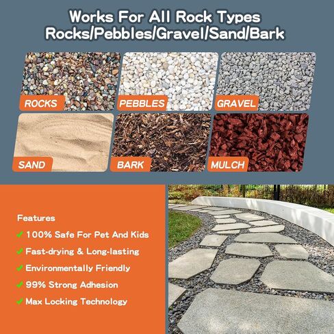 Rock Glue, 1Gallon Mulch Bond for Landscaping with Sprayer, Lasts Up to 2 Years, Strong Pebble Binder, Pea Gravel Binder for Garden, Pine Straw for Outdoor, Mulch Hold Pea Gravel Stabilizer in Kuwait