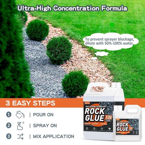 Rock Glue, 1Gallon Mulch Bond for Landscaping with Sprayer, Lasts Up to 2 Years, Strong Pebble Binder, Pea Gravel Binder for Garden, Pine Straw for Outdoor, Mulch Hold Pea Gravel Stabilizer in Kuwait