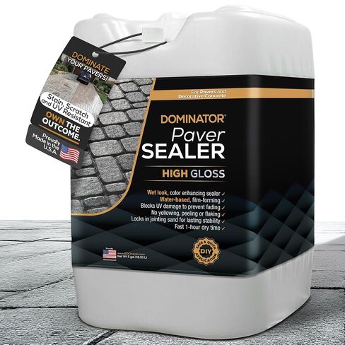 DOMINATOR High Gloss Wet Look Paver Sealer 2.5 Gallon – Water Based Paver Sealer for Outdoor Driveway, Patio, Brick, Flagstone | Protects Against Stains, Cracks & Weather Damage in Saudi Arabia