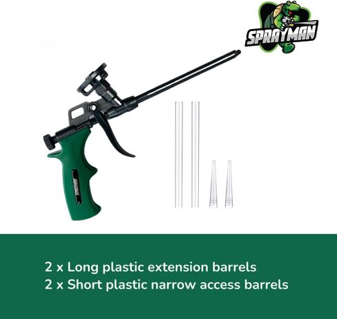 Sprayman Foam Dispensing Gun - (1 Pack) Precision Spray Foam for Insulation & Sealing, Teflon Coated Expanding Foam Gun for Contractors & DIY Projects, Dual Extension Tips Included in Kuwait