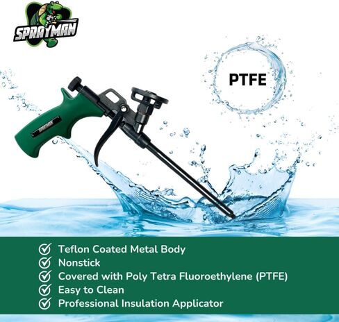 Sprayman Foam Dispensing Gun - (1 Pack) Precision Spray Foam for Insulation & Sealing, Teflon Coated Expanding Foam Gun for Contractors & DIY Projects, Dual Extension Tips Included in Kuwait