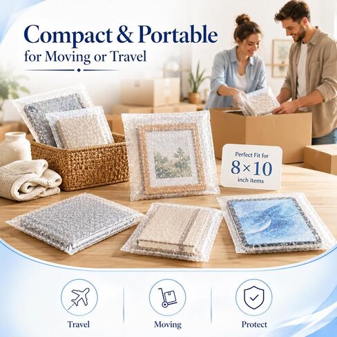 8x10 Bubble Wrap Pouches, 100 Pack | Self Seal with Secure Closure, Thick Shockproof Cushioning, For Shipping Fragile Items, Electronics & Small Business Packing in Kuwait