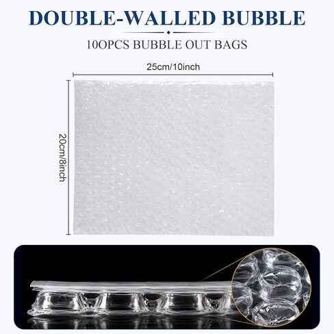 8x10 Bubble Wrap Pouches, 100 Pack | Self Seal with Secure Closure, Thick Shockproof Cushioning, For Shipping Fragile Items, Electronics & Small Business Packing in Kuwait