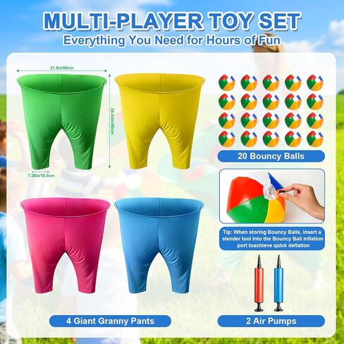 Granny Pants Yard Game, Outdoor Game with Bouncy Ball and Air Pump, Team Relay Family Reunion Party Field Game in Kuwait