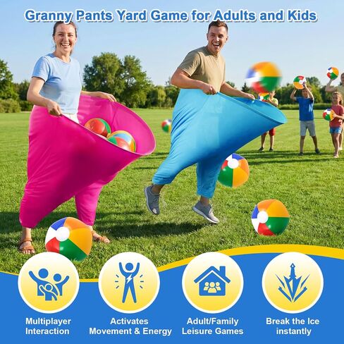 Granny Pants Yard Game, Outdoor Game with Bouncy Ball and Air Pump, Team Relay Family Reunion Party Field Game in Kuwait