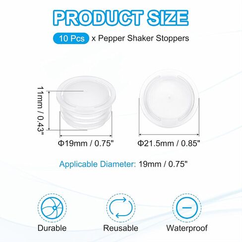 PATIKIL Salt and Pepper Shaker Stoppers 19mm/0.75", 10Pcs Plastic Salt Shaker Plug Replacement with Pull Ring Reusable Clear Round End Cap for Pots Bottles Pipes in Kuwait