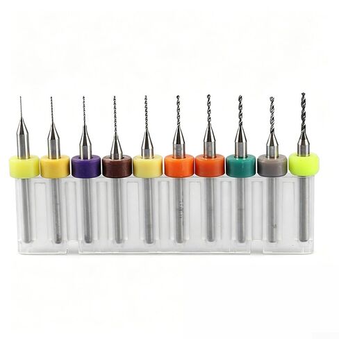 Steel Drill Bits Set 10pcs 0.3-1.2mm for PCB Circuit Board CNC Plastic Drilling with 3.175mm Shank Precision Hole Cutter Tool Kit in Kuwait