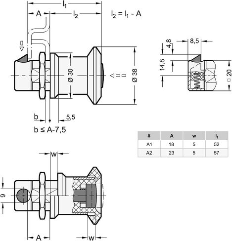 مشبك إغلاق قياسي مع زر تحكم، GN 315-A2 in Kuwait