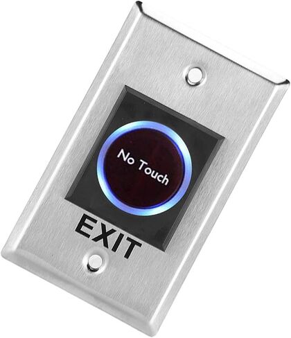 Aramox Infrared Sensor Touch Exit, Metal with Blue Red LED Backlight, 3A 12V, Ideal for Access Control Systems in Kuwait