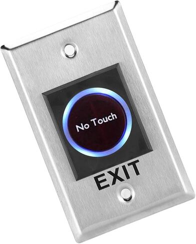 Aramox Infrared Sensor Touch Exit, Metal with Blue Red LED Backlight, 3A 12V, Ideal for Access Control Systems in Kuwait