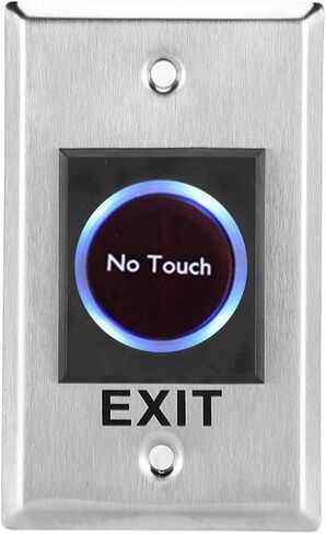 Aramox Infrared Sensor Touch Exit, Metal with Blue Red LED Backlight, 3A 12V, Ideal for Access Control Systems in Kuwait