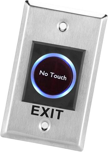 Aramox Infrared Sensor Touch Exit, Metal with Blue Red LED Backlight, 3A 12V, Ideal for Access Control Systems in Kuwait