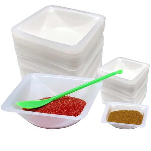Pure Ponta Weigh Boats - 125pk Medium & 125pk Small Square Plastic Disposable Trays for Scale - 100ml & 7ml Lab Dishes in Kuwait