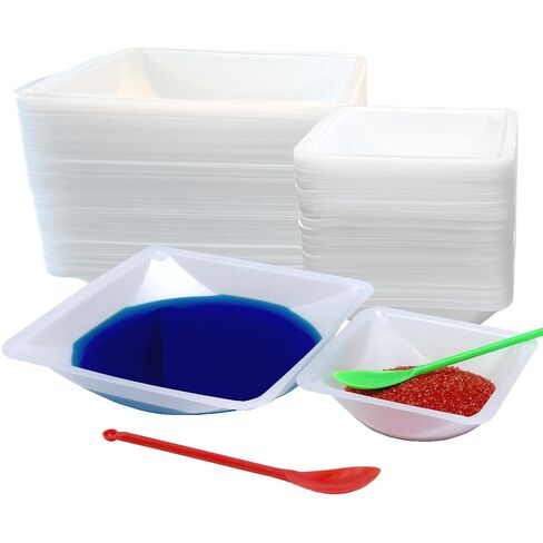 Pure Ponta Weigh Boats - 125pk Medium & 125pk Large Square Plastic Disposable Trays for Scale - 100ml & 330ml Lab Dishes in Kuwait