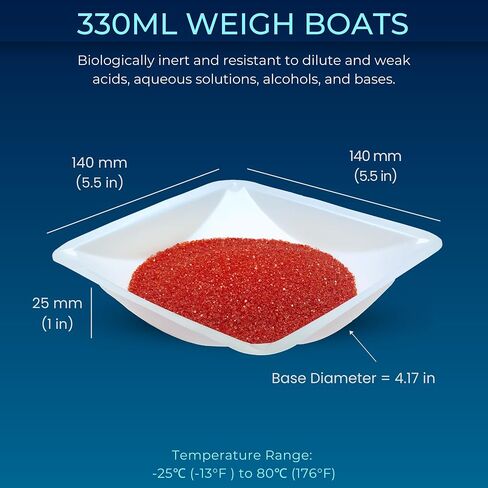 Pure Ponta Weigh Boats - 125pk Medium & 125pk Large Square Plastic Disposable Trays for Scale - 100ml & 330ml Lab Dishes in Kuwait