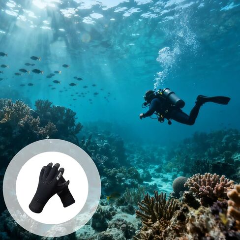 2 Diving Gloves, Cut Resistant, Cold Water Spearfishing Gloves, Anti-Slip, Warm Hunter Accessory in Kuwait