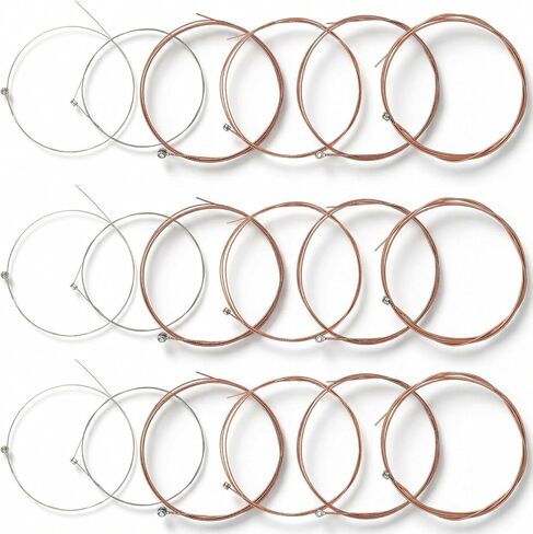 18 PCS Electric Guitar Strings 3 Full Sets Acoustic Guitar Strings Including E-1st B-2nd G-3rd D-4th A-5th E-6th Comfortable Feel Bright and Well Balanced Tone Replacement Guitars String in Kuwait