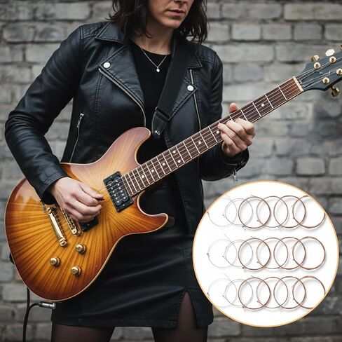 18 PCS Electric Guitar Strings 3 Full Sets Acoustic Guitar Strings Including E-1st B-2nd G-3rd D-4th A-5th E-6th Comfortable Feel Bright and Well Balanced Tone Replacement Guitars String in Kuwait