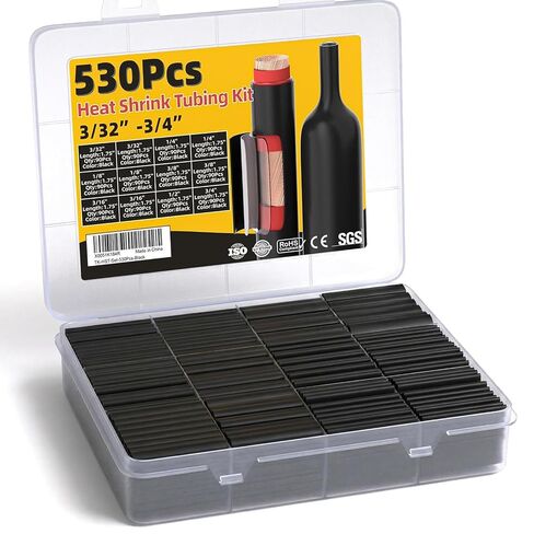 TKDMR 530 Pcs Heat Shrink Tubing Kit - 5:1 Ratio,Adhesive Lined,Waterproof Marine Grade,Electrical Heat Shrink Tube Assortment for Automotive Wire Repair Outdoor Wiring with Box in Kuwait